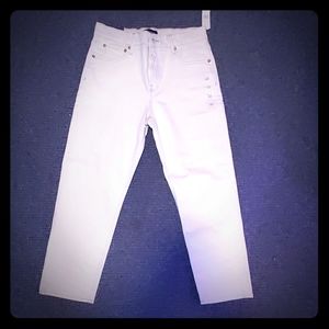 White High Rise Straight Jeans